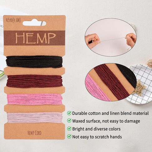 32 Colors Hemp Cord for Jewelry Making, Natural Hemp Cord 1 mm, Bracelet Making Kit String Multi-Color Twine String for Handmade Bracelets Keychains Craft Making Accessories (8 Sets) in Kuwait