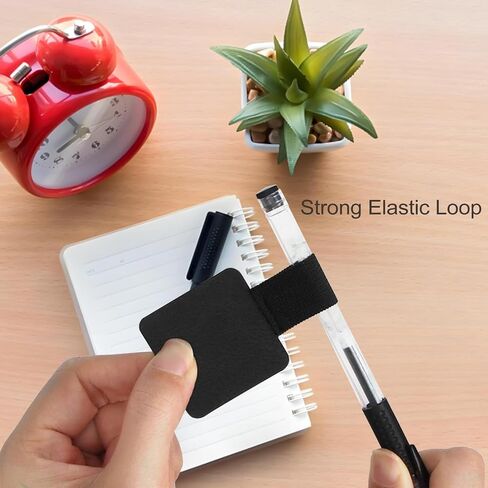 Pen Holder for Notebook 12 Pack Self-Adhesive Leather Pencil Holders Elastic Loop Sticky Notebook Stylus Pen Holder for Notebooks Tablet Journals Calendars Planner Bible in Kuwait