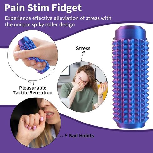 4PCS 3D Printed Spiky Pain Stim Fidget Toys for Adults, Hard Sensory Keychain for Stress and Anxiety Relief, Ouchies Pain Fidget Pocket Stim Toy Set, Novelty Gift for Focus and Relaxation (4PCS) in Saudi Arabia