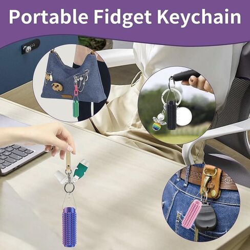 4PCS 3D Printed Spiky Pain Stim Fidget Toys for Adults, Hard Sensory Keychain for Stress and Anxiety Relief, Ouchies Pain Fidget Pocket Stim Toy Set, Novelty Gift for Focus and Relaxation (4PCS) in Saudi Arabia