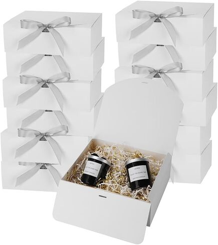 Plinjoy 12pcs صناديق وصيفات الشرف مع شريط 10.7x9x3.5 بوصة صناديق الهدايا السوداء العريس العريس （أسود لامع） in Kuwait