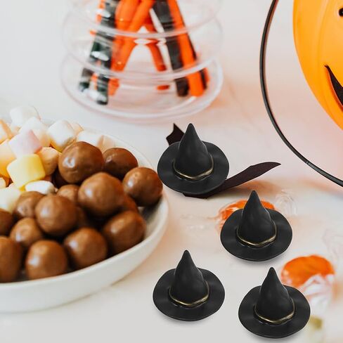 Luozzy 30 PCS Halloween Mini Witch Hats Broom and Mini Cauldron Clotles et alwoween miniature witches taxtory for crafts in Saudi Arabia