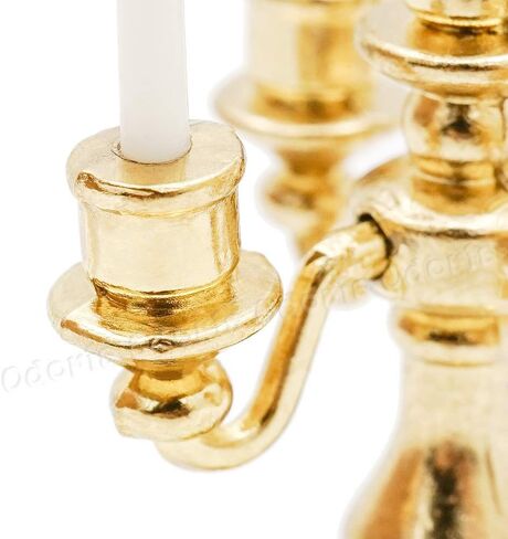 Odoria 1/12 Candlestick Candelabra مع إكسسوارات Candles Dollhouse ، الذهب 5-ARMS in Saudi Arabia