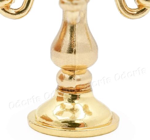 Odoria 1/12 Candlestick Candelabra مع إكسسوارات Candles Dollhouse ، الذهب 5-ARMS in Saudi Arabia