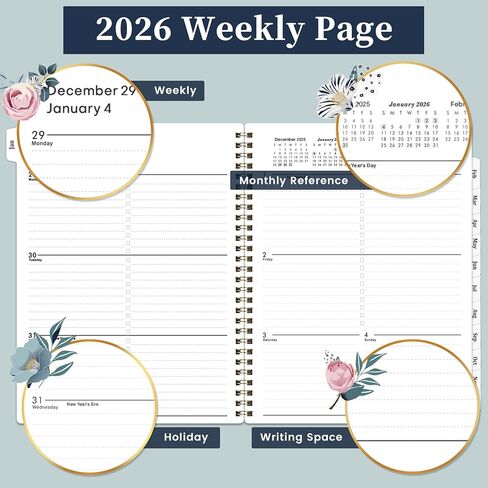 2026 Planner - Planner 2026 ، 8 "× 10" ، يناير 2026 - ديسمبر 2026 ، 2026 مخطط/تقويم أسبوعي وشهريًا مع 12 علامات تبويب شهرية ، وربط مزدوج قوي ، جيب خلفي in Kuwait