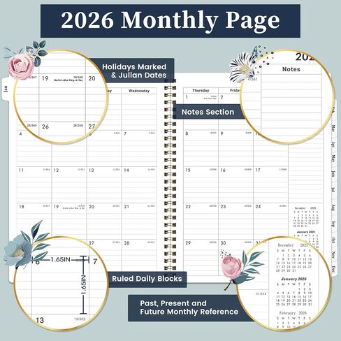 2026 Planner - Planner 2026 ، 8 "× 10" ، يناير 2026 - ديسمبر 2026 ، 2026 مخطط/تقويم أسبوعي وشهريًا مع 12 علامات تبويب شهرية ، وربط مزدوج قوي ، جيب خلفي in Kuwait