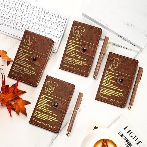 Epakh 16 PCS Feephant Friendship Gift A6 Leather Journal with Elephant Sign Perpoint Pen Pen Friends يقدم هدية طويلة لمسافات طويلة لطالب عيد الشكر (أسود) in Kuwait