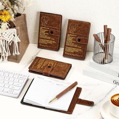 Epakh 16 PCS Feephant Friendship Gift A6 Leather Journal with Elephant Sign Perpoint Pen Pen Friends يقدم هدية طويلة لمسافات طويلة لطالب عيد الشكر (أسود) in Kuwait