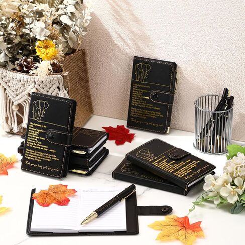 Epakh 16 PCS Feephant Friendship Gift A6 Leather Journal with Elephant Sign Perpoint Pen Pen Friends يقدم هدية طويلة لمسافات طويلة لطالب عيد الشكر (أسود) in Saudi Arabia