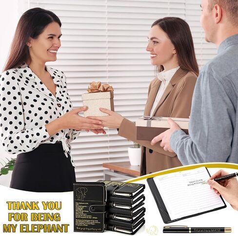 Epakh 16 PCS Feephant Friendship Gift A6 Leather Journal with Elephant Sign Perpoint Pen Pen Friends يقدم هدية طويلة لمسافات طويلة لطالب عيد الشكر (أسود) in Saudi Arabia