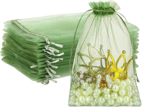 120PCS Sage Green Organza Bags 5 x 7 Inch Mesh Gift Bags with Drawstring Jewelry Bag Candy Bag for Wedding Bridal Shower Baby Shower Birthday Party Favor in Saudi Arabia