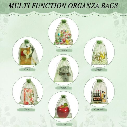 120PCS Sage Green Organza Bags 5 x 7 Inch Mesh Gift Bags with Drawstring Jewelry Bag Candy Bag for Wedding Bridal Shower Baby Shower Birthday Party Favor in Saudi Arabia