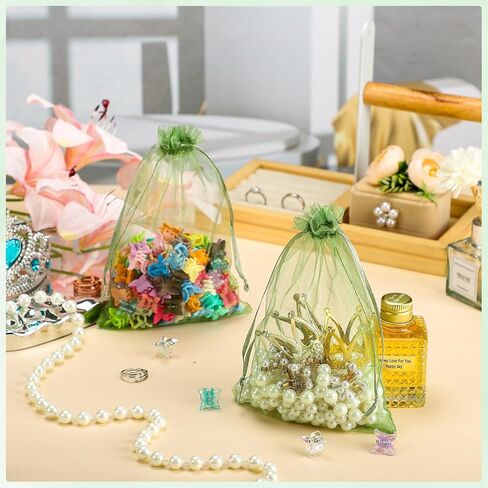 120PCS Sage Green Organza Bags 5 x 7 Inch Mesh Gift Bags with Drawstring Jewelry Bag Candy Bag for Wedding Bridal Shower Baby Shower Birthday Party Favor in Saudi Arabia