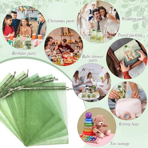 120PCS Sage Green Organza Bags 5 x 7 Inch Mesh Gift Bags with Drawstring Jewelry Bag Candy Bag for Wedding Bridal Shower Baby Shower Birthday Party Favor in Saudi Arabia