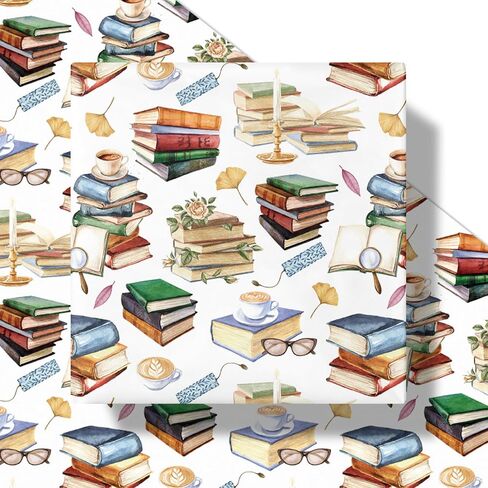 LeZakaa Rabbit Bookish Wrapping Paper, Vintage Sweet Bunny Reading Book Literary Gift Wrap for Spring Easter, for Kids Boys Girls Teachers, Book Lovers, Mini Roll 17 in x 16.4 Ft in Saudi Arabia