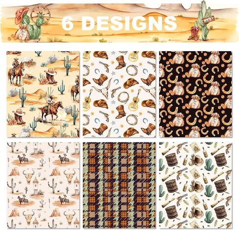 Jajajuegos 12-Sheet Western Wrapping Paper | 6 Wild West Designs (Cactus, Boots) | 20x27 Inch Western-Themed Gift Wrap for Western Cowboy Birthdays, Western Parties, Family Gatherings & Holiday in Saudi Arabia