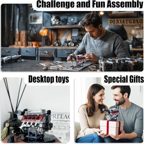 Mini V8 Engine Kits That Runs - V8 Engine Model Kits, Cison Engine MAD Miniature RC Engine Kits for Adults to Build, DIY Plastic Model Suitable for Car AX90104 SCX10Ⅱ Capra VS4-10 Pro/Ultra in Saudi Arabia