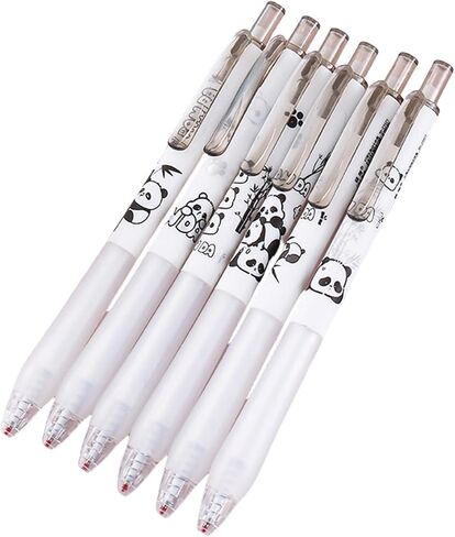 6 Pcs Cute Panda Retractable Pens Cartoon Panda Gel Pen 0.5mm Black Ink Writing Pen Office School Supplies kawaii Pens for Girls Boys Women Men (Panda) in Saudi Arabia