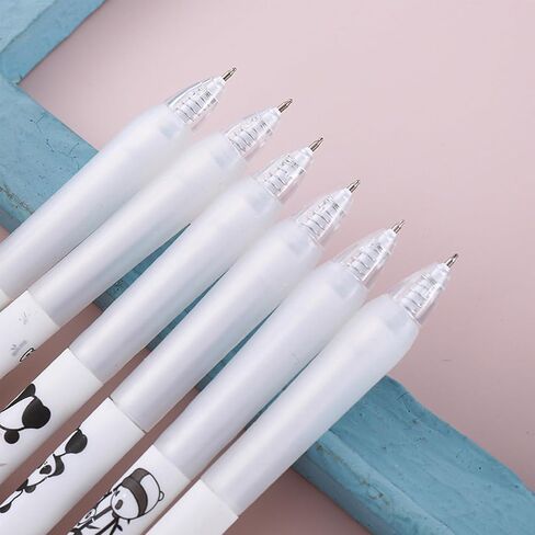 6 Pcs Cute Panda Retractable Pens Cartoon Panda Gel Pen 0.5mm Black Ink Writing Pen Office School Supplies kawaii Pens for Girls Boys Women Men (Panda) in Saudi Arabia