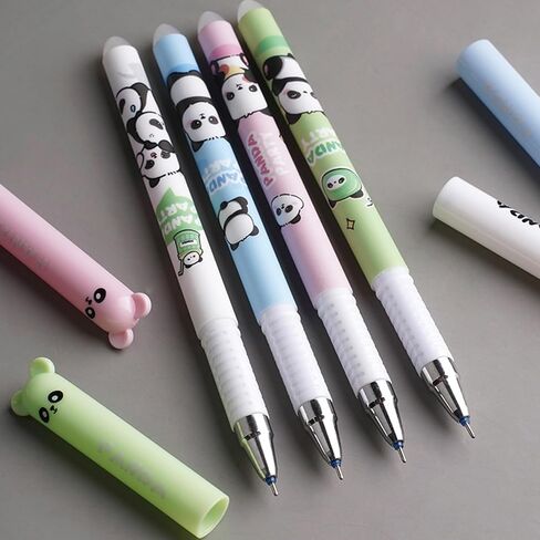4 Pcs Cute Erasable Pens Cartoon Panda Gel Pen 0.5mm Black Ink Smooth Writing Pen Kawaii Erasable Pens for Women Girls Boys Office School Supplies (Panda-Black Ink) in Saudi Arabia