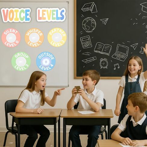 مغناطيس ملصق الرسم البياني مستوى الصوت للفصول الدراسية مع 5 حزمة LED مصابيح الصنبور المغناطيسية مستوى الضوضاء المغناطيسية مخطط أدوات إدارة الفصول الدراسية للمدرسة الابتدائية العودة إلى المدرسة in Kuwait