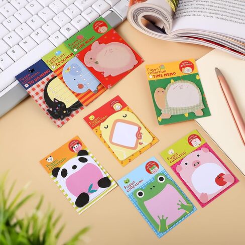 320 Sheets Cartoon Animal Sticky Notes, Cute Cartoon Sticky Notes Self Stick Animal Notepad Page Markers Flags for Home, School Office Party Gifts, 8 Styles 7 x 6 CM in Saudi Arabia