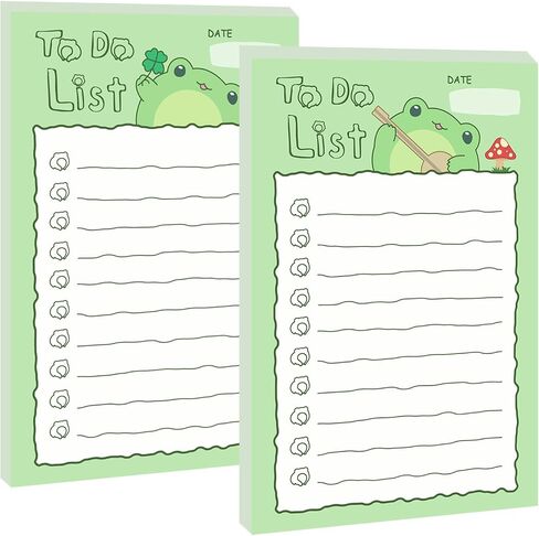 Pack of 2 Cute Frog Big Sticky Notes, 4 x 6 Inches 50 Pages Self Adhesive to Do List for Planner Reminder in Saudi Arabia