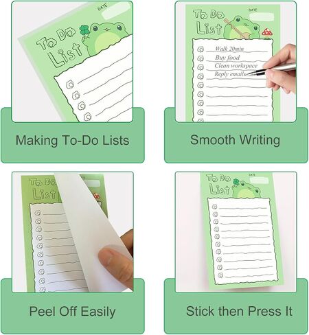Pack of 2 Cute Frog Big Sticky Notes, 4 x 6 Inches 50 Pages Self Adhesive to Do List for Planner Reminder in Saudi Arabia