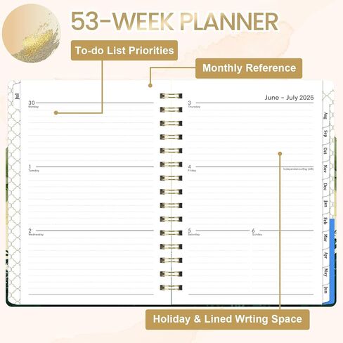 2025 Planner - 2025 Calendar/Planner Weekly and Monthly from JAN 2025 - DEC 2025, 6.4" x 8.5", Calendar 2025 Planner with Monthly Tabs, Sturdy Cover, Premium Paper, Strong Twin-Wire, Back Pocket in Kuwait