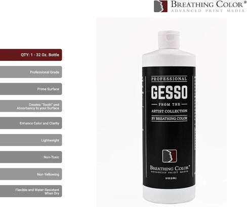 بيضاء Gesso Canvas Primer حزمة 8 أوقية. مع فرشاة التطبيق وورق الصنفرة. الحفاظ على الطلاء من الامتصاص! سواء أكان الأكريليكات أو الزيوت أو الألوان المائية أو الباستيل ، تجعل كل لوحة تبدو أفضلها المطلقة in Kuwait