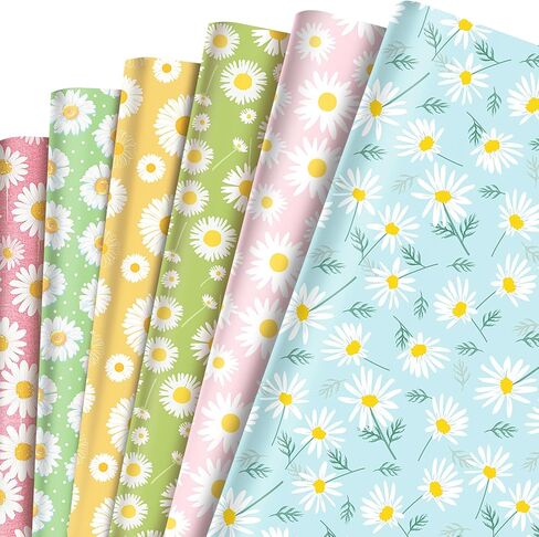 Jajajuegos Daisy مجموعة ورق التغليف - 12 أوراق ديزي غلاف غلاف ورقة 6 تصميم Gerbera الإقحوانات الزهور الورق للزهور الزهور تحت عنوان حفل زفاف دش الطفل 20 '× 27' ' in Saudi Arabia