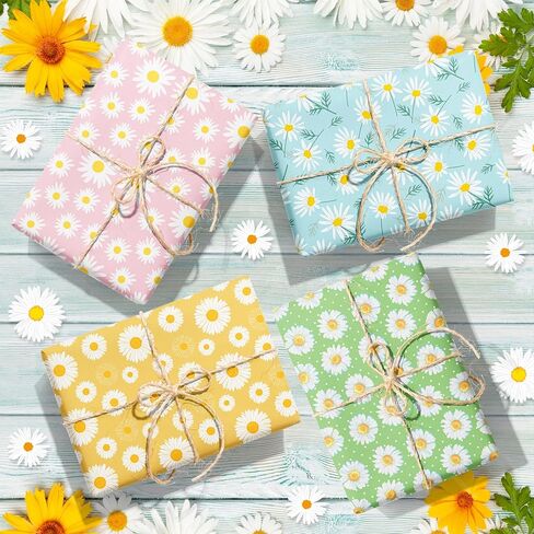 Jajajuegos Daisy مجموعة ورق التغليف - 12 أوراق ديزي غلاف غلاف ورقة 6 تصميم Gerbera الإقحوانات الزهور الورق للزهور الزهور تحت عنوان حفل زفاف دش الطفل 20 '× 27' ' in Saudi Arabia