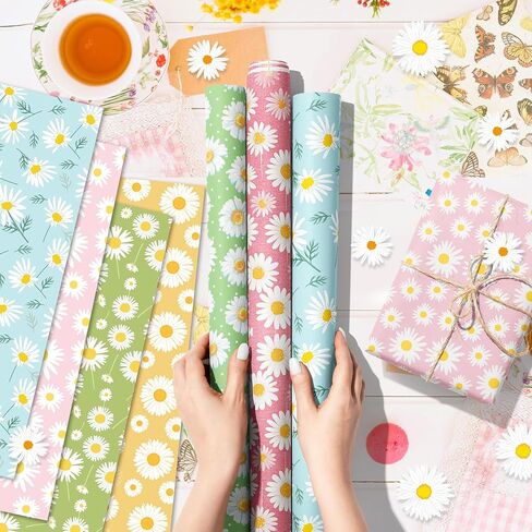 Jajajuegos Daisy مجموعة ورق التغليف - 12 أوراق ديزي غلاف غلاف ورقة 6 تصميم Gerbera الإقحوانات الزهور الورق للزهور الزهور تحت عنوان حفل زفاف دش الطفل 20 '× 27' ' in Saudi Arabia
