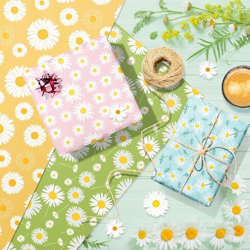Jajajuegos Daisy مجموعة ورق التغليف - 12 أوراق ديزي غلاف غلاف ورقة 6 تصميم Gerbera الإقحوانات الزهور الورق للزهور الزهور تحت عنوان حفل زفاف دش الطفل 20 '× 27' ' in Saudi Arabia