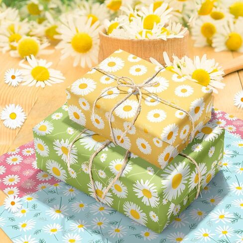 Jajajuegos Daisy مجموعة ورق التغليف - 12 أوراق ديزي غلاف غلاف ورقة 6 تصميم Gerbera الإقحوانات الزهور الورق للزهور الزهور تحت عنوان حفل زفاف دش الطفل 20 '× 27' ' in Saudi Arabia