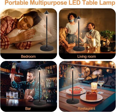 2 Pack Rechargeable Table Lamps,Upgraded Portable LED Cordless Desk Lamp, 6000mAh Battery Operated Table Light,3 Color Stepless Dimmable Night Light for Restaurant/Indoor/Outdoor in Saudi Arabia