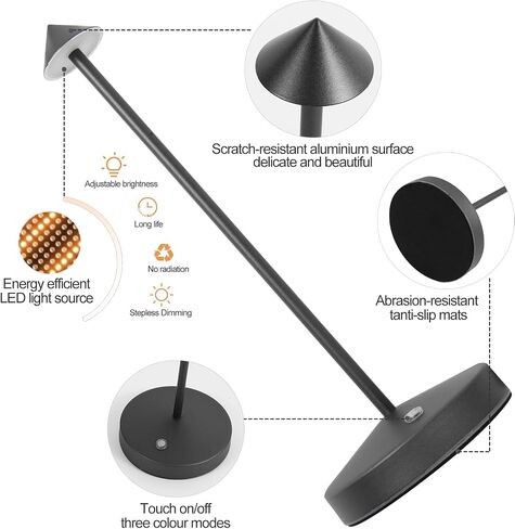 2 Pack Rechargeable Table Lamps,Upgraded Portable LED Cordless Desk Lamp, 6000mAh Battery Operated Table Light,3 Color Stepless Dimmable Night Light for Restaurant/Indoor/Outdoor in Saudi Arabia