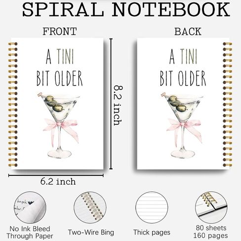 Guymn Dirty Martini Gifts Notebook Journal ، Journal Lover Lover Gifts Journal ، Gift for Martini Lovers ، A Tini Bit Coquette Pink Bow Cocktail Hardcover Notebook 5.5x8.3 Inch in Saudi Arabia