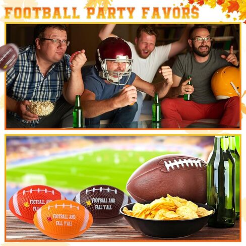 MeOoeck 24 PCS Fall Fall Football Ball bulk الخريف الخريف البني الصغير الرغوي الرياضي الرياضي للقلق الإغاثة من الورقة الورقية من أجل عيد الشكر لحفلات الحفلات المهرجان المهرجان الكبار في الهواء الطلق (لون بني) in Kuwait