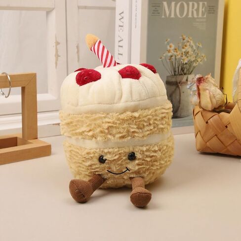 Birthday Cake Plush Toy for Girls, Cute Birthday Plushies Pillow Food Stuffed Animals for Kids 8 Inch in Saudi Arabia