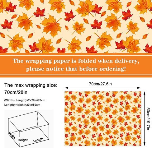 JarThenaAMCS 12 Sheet Fall Wrapping Paper -Not Roll- Pumpkin Maple Leaf Plaid Gift Wrap Paper Folded Flat Orange Art Paper for Autumn Thanksgiving DIY Crafts Gift Wrapping in Saudi Arabia