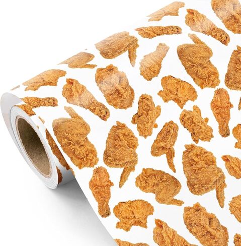 WRAPAHOLIC Fried Chicken Wrapping Paper - Mini Roll - 17 Inch x 16.5 Feet - Tempting Crispy Fried Chicken Funny Wrapping Paper Perfect for Food Theme Party, Birthday, Baby Shower in Saudi Arabia
