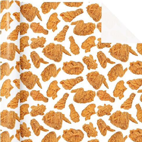 WRAPAHOLIC Fried Chicken Wrapping Paper - Mini Roll - 17 Inch x 16.5 Feet - Tempting Crispy Fried Chicken Funny Wrapping Paper Perfect for Food Theme Party, Birthday, Baby Shower in Saudi Arabia