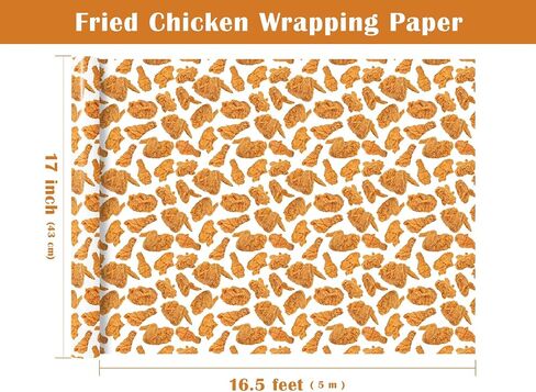 WRAPAHOLIC Fried Chicken Wrapping Paper - Mini Roll - 17 Inch x 16.5 Feet - Tempting Crispy Fried Chicken Funny Wrapping Paper Perfect for Food Theme Party, Birthday, Baby Shower in Saudi Arabia