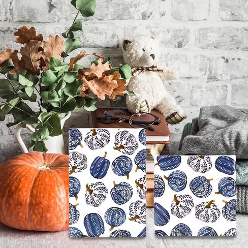Jarthenaamcs Fall Porcelain Pumpkin Wapping Paper -Mini Roll- 17 in x 32.8 ft Chinoiserie Blue Pumpkin Gap in Saudi Arabia