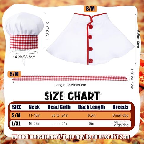 3 PCS Dog Chef Costume Chors تشمل ملابس قبعة الطهاة الكلب مع وشاح أحمر وأبيض منقوشة ملابس مضحكة ملابس عيد الهالوين للحيوانات الأليفة الصغيرة المتوسطة الكلاب (صغيرة) (صغيرة) in Kuwait