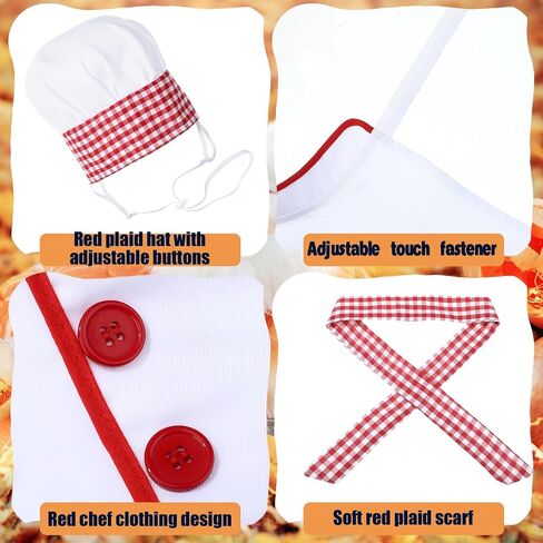 3 PCS Dog Chef Costume Chors تشمل ملابس قبعة الطهاة الكلب مع وشاح أحمر وأبيض منقوشة ملابس مضحكة ملابس عيد الهالوين للحيوانات الأليفة الصغيرة المتوسطة الكلاب (صغيرة) (صغيرة) in Kuwait