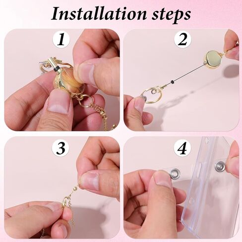 Retractable Badge Reel Lanyards with ID Holders, Stainless Steel Lanyard Necklace, Necklace Chain Badge Lanyards for Women(Gold, Sliver) in Kuwait