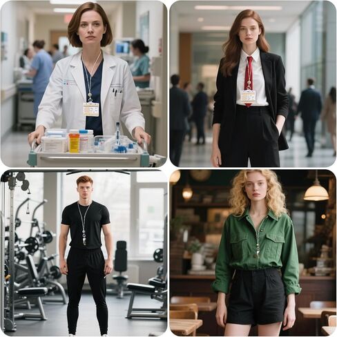 Retractable Badge Reel Lanyards with ID Holders, Stainless Steel Lanyard Necklace, Necklace Chain Badge Lanyards for Women(Gold, Sliver) in Kuwait