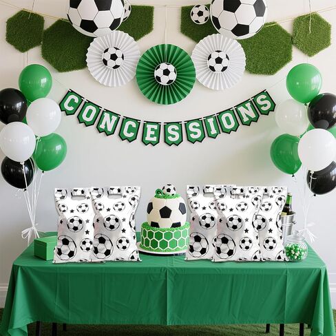 eowqeiur Soccer Goodie Bags, 50 PCS Plastic Soccer Theme Handle Bags(6.5x9.8 Inch) for Candy Goody Snack Cookie Treat Gift Wrap Team Birthday Party Favors School Class Supplies Sport Pouch Baggies in Saudi Arabia